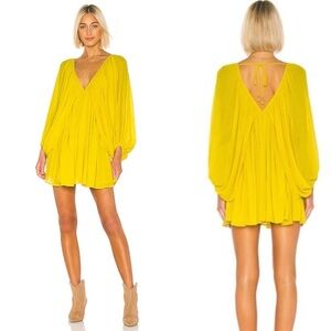 Tularosa Nola Mini Dress Medium Vibrant Yellow Drapey Fit Side Zip Closure